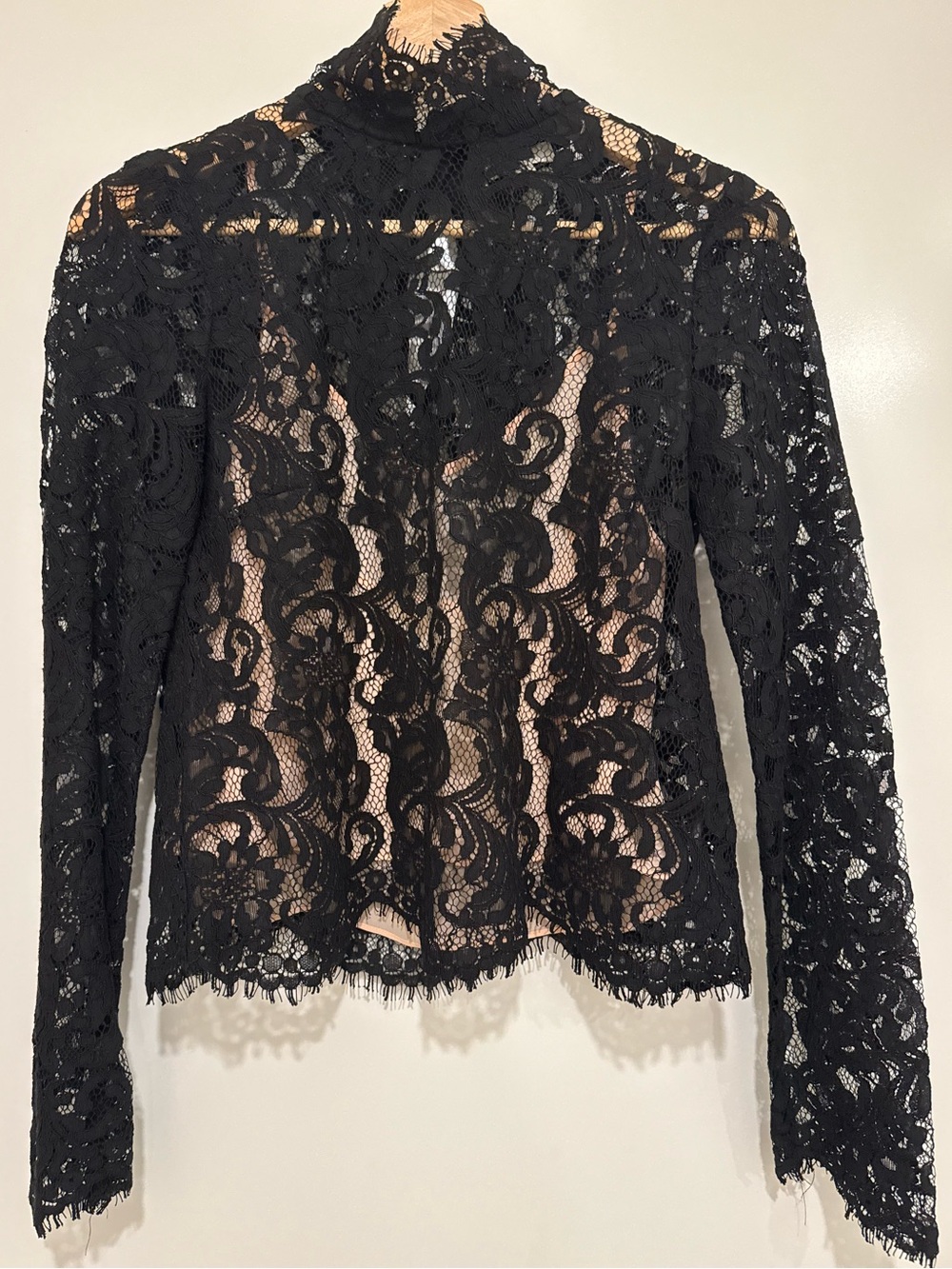 Aritzia Wilfred Black Floral Lace High Neck Blouse XXS